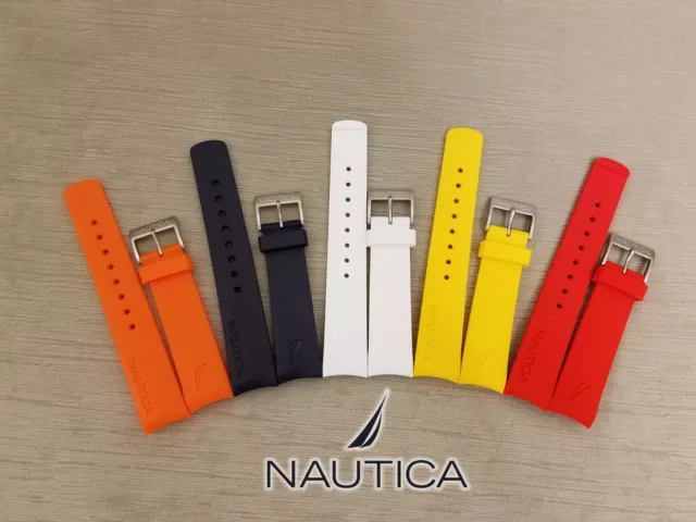 Authentique Nautica Montre Bracelet 22mm Tpa Caoutchouc (Pas Faux Avec Silicone)