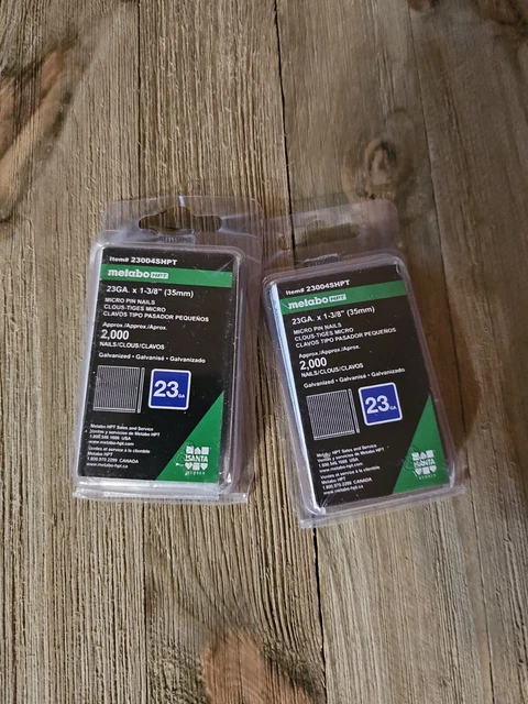 Lote de (2) NUEVO - Clavos de pasador Metabo HPT | 1-3/8" x calibre 23 2000 unidades 4k pines