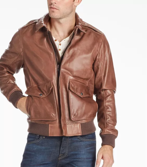 Jacket Leather Biker Motorcycle Men's Mens Lambskin Racer Cafe Vintage Tan 88