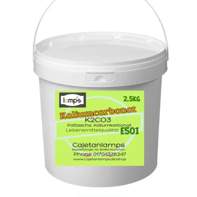 2.5kg Kaliumcarbonat Pottasche 99-100 % K2CO3 Lebensmittelqualität E501 Eimer.