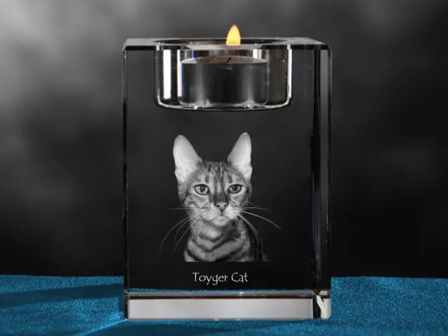 Toyger, Kristall-Kerzenleuchter Avec Chat, Crystal Animals