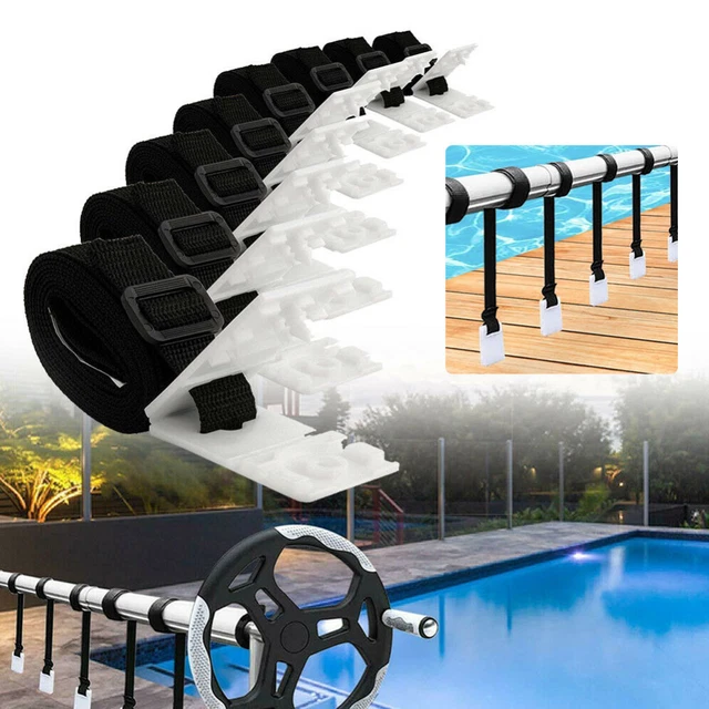 POOL SOLAR COVER Reel Attachment Kit 8pcs Blanket Straps+8pcs Buckles+