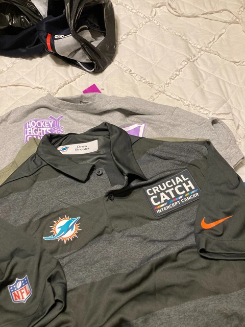 Miami Dolphins team issued Nike Dri fit NFL polo golf shirt men's adult Large