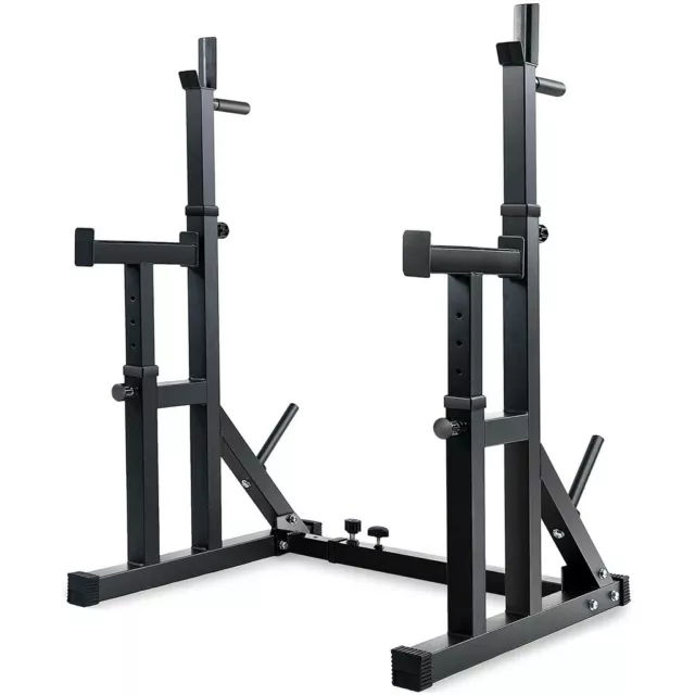 ADJUSTABLE SQUAT RACK Bench Press Power Weight Rack Barbell Stand Gym ...