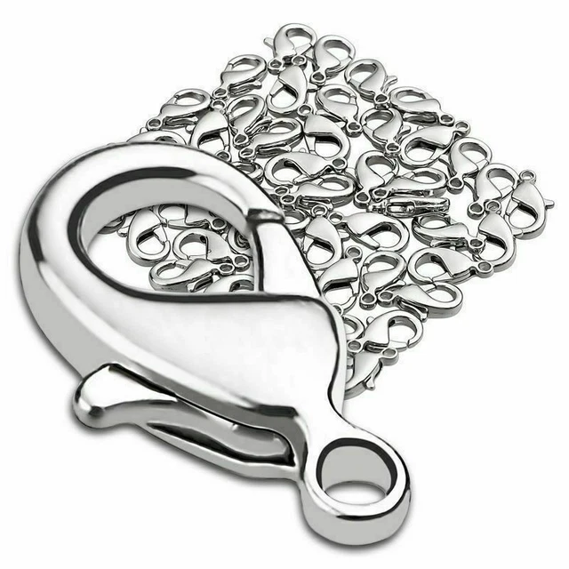 100Pcs/Lots 925 Silver Lobster Clasps Claw Jewelry Findings Fastener Hook 12mm