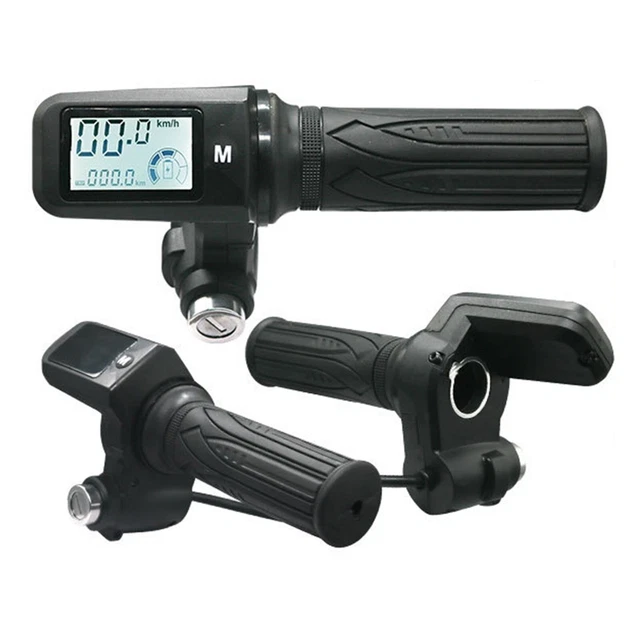 Poignée Gaz Vélo Électrique MAGT - Affichage LED Tension - Twist Grip - 12-84V - Rouge