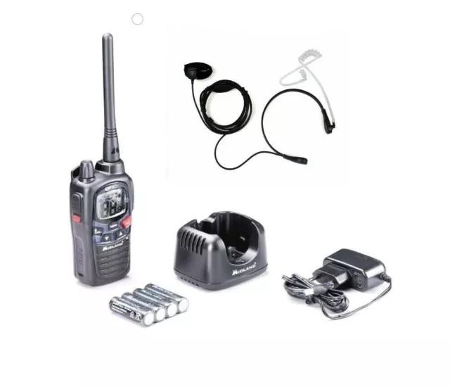 Walkie Talkie Midland G9 Pro Black 30 Km Charger + Laryngophone With Ptt 5W