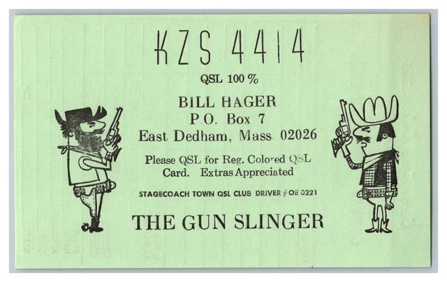 Postcard QSL CB Ham Radio Amateur Card From East Dedham Mass. KZS 4414