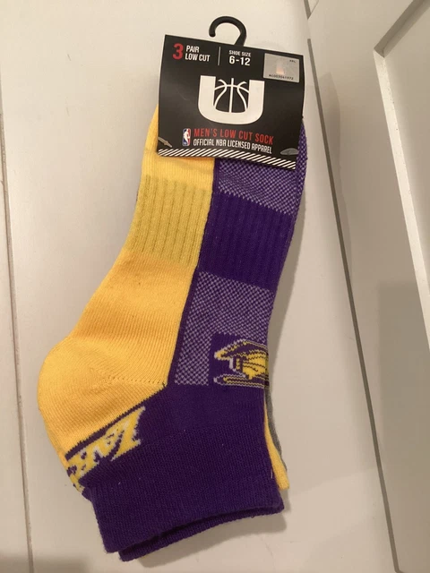 LA Lakers 3 Pack Mens NBA Low cut Socks Size 6 - 12  New Kobe Magic LeBron