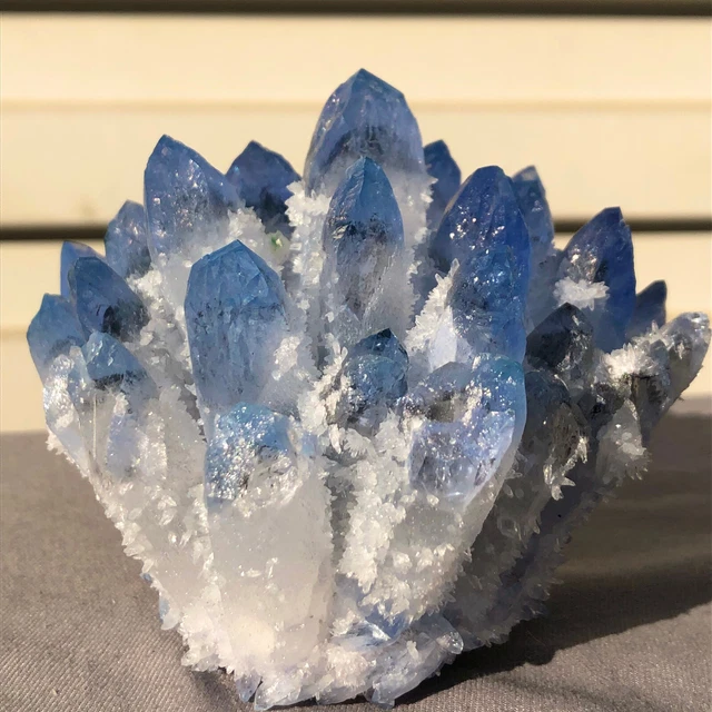 508g New Find blue Phantom Quartz Crystal Cluster Mineral Specimen Healing 2