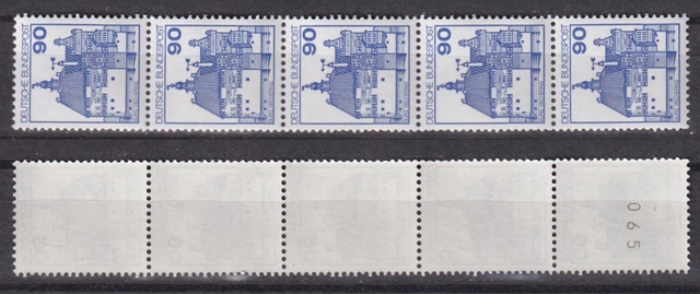 Bund 997 RM 5er Streifen mit ungerader Nummer Burgen+Schlösser 90 Pf postfrisch