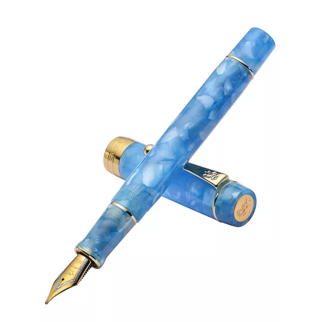 Jinhao 100 Ice Blue Resin Fountain Pen EF/F/M/Bent Nib Gift Office Gift Pen