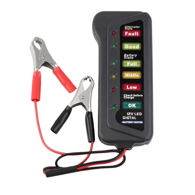 Tester per Batteria Auto Da12 V Con Display 6 Luci Led E Alternatore Digitale Di