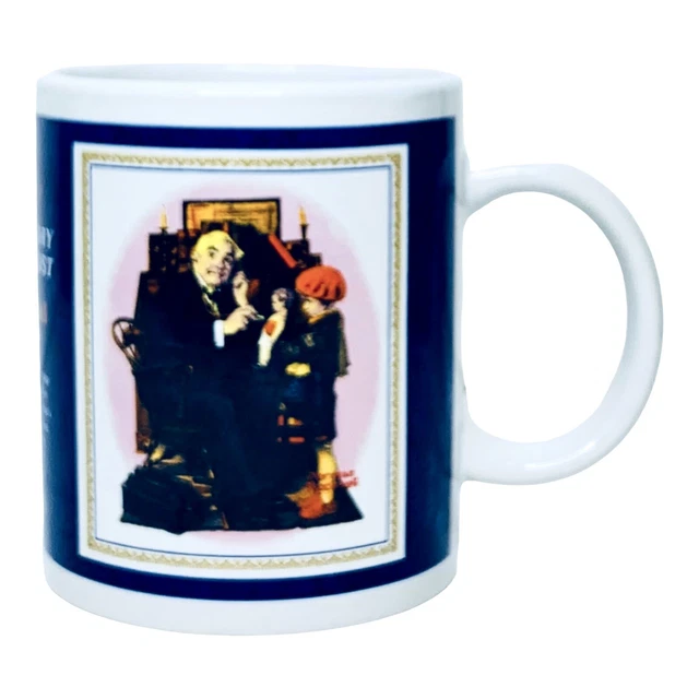 VTG Norman Rockwell FOUR FREEDOMS (DOCTOR & DOLL) Saturday Evening Post Blue Mug