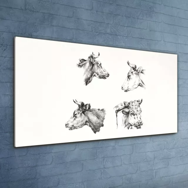 Drawing Animals Cows Jean Bernard Glass Print 120x60 Photo Wall Art Home Decor