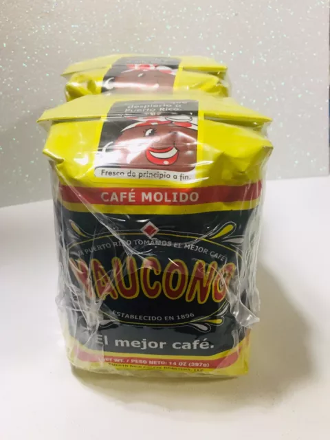 Cafe Yaucono Ground Coffee Puerto Rican 14 Oz Bags(Pack of 2)Sabor Puertorriqueñ