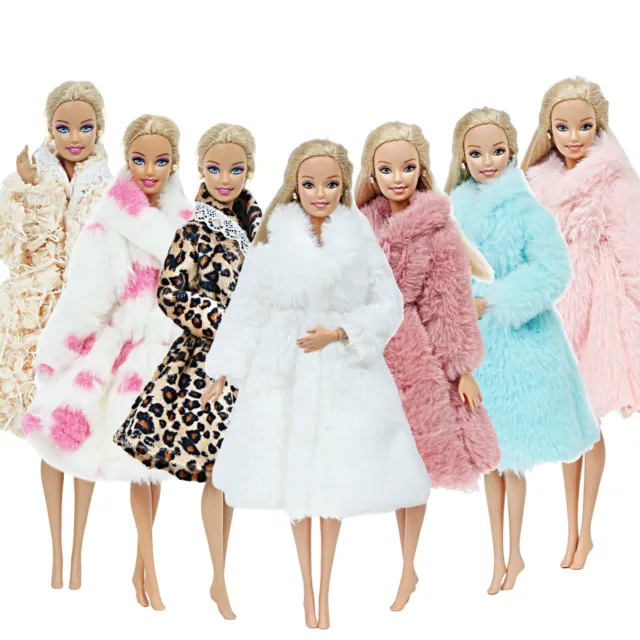 Fur Coat Dress Princess Barbie Toys for 11.5 Barbie Dolls Clothes Accessories