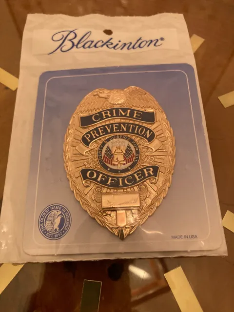 Blackinton Crime Prevention Officer Badge - Gold Star - 1990's Unopened