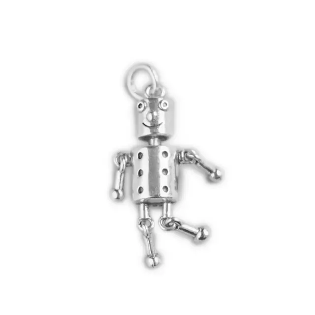 Plata de Ley Hueco Oxidado 3D Móviles Estaño Hombre Robot Charm Colgante Collar