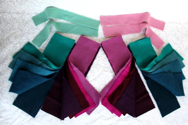 Muestras de colección de lana para enganche de alfombra 3"" W x 12"" L década de 1980 década de 1990