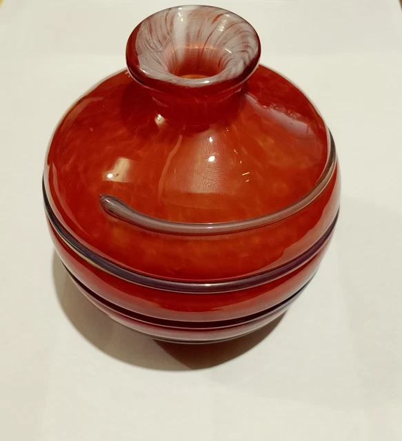 Vase Signé Molino De Murano - Verre De Murano - H 20cm, Poids 1kg - Bon État