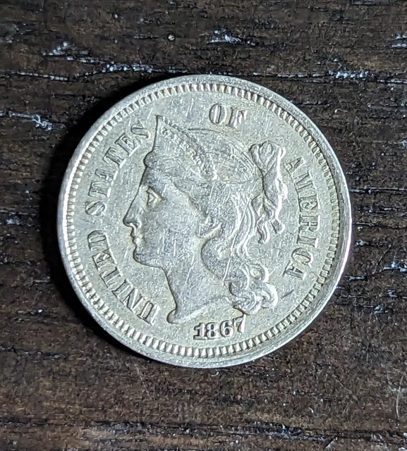 1867 US 3c Three Cent Nickel - Nice Detail