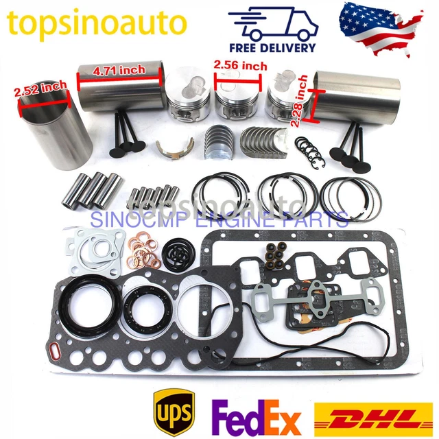 3TN66UJ Engine Rebuild Kit 3TN66 3TN66E for Yanmar John Deere Tractor w/ Valves