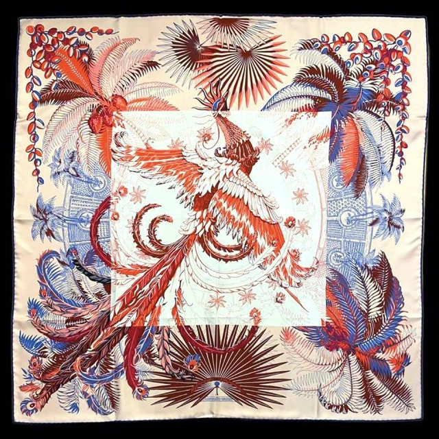 Very Rare Very Good Hermes Silk Scarf Carre 90 Phoenix Mythology Good Luck Frame
