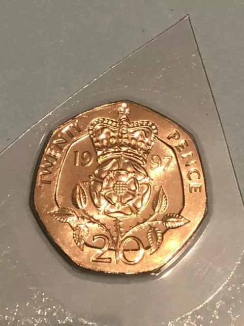 1997 20p Twenty Pence Tudor Rose Coin Uncirculated UK BUNC