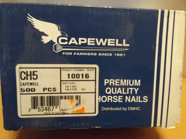 Capewell Classic 5 Horseshoe Nails 500 Piece Box Farrier Blacksmith SEALED BOX