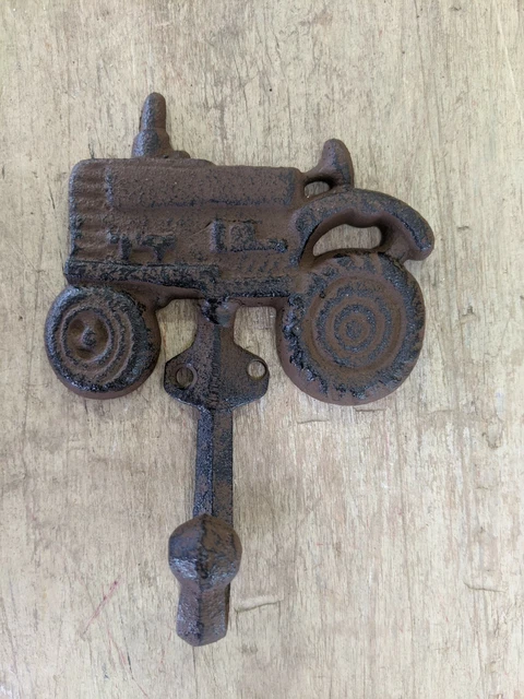 Cast Iron Wall Mount Hook Farm Tractor Coat Keys rustic barn ranch