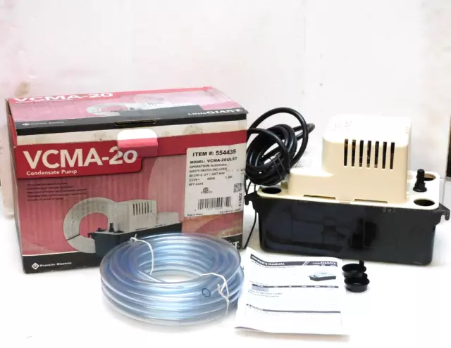 LITTLE GIANT VCMA-20ULST CONDENSATE REMOVAL PUMP 115V 1.5A 60Hz 20' TUBING 3/8"