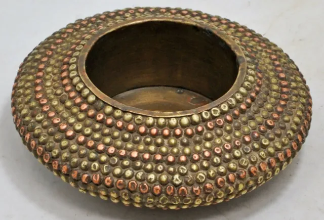 Antique Brass Round Ash Tray Original Old Hand Crafted Engraved