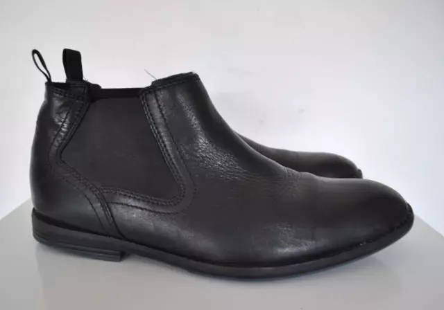 BLACK LEATHER SLIP on pull on men fashion chelsea boots shoes size 7 G ...
