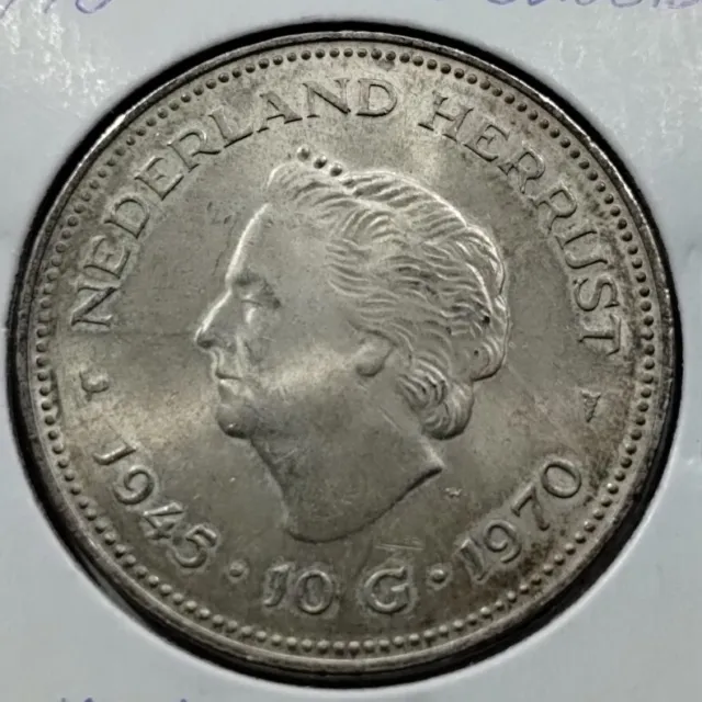1970 10 Guldens Netherlands Silver