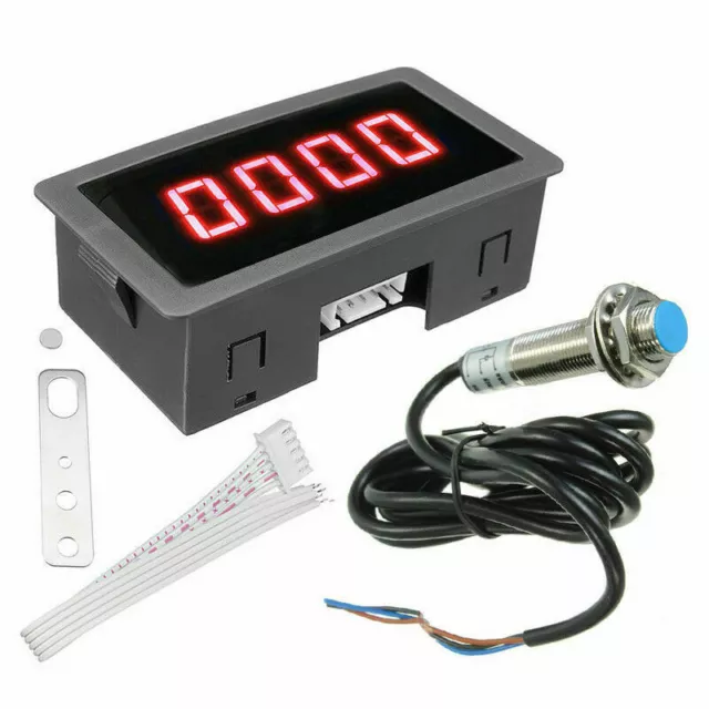 LED 4 Digital Tachometer RPM Speed Meter with NPN Hall Proximity Switch Sensor