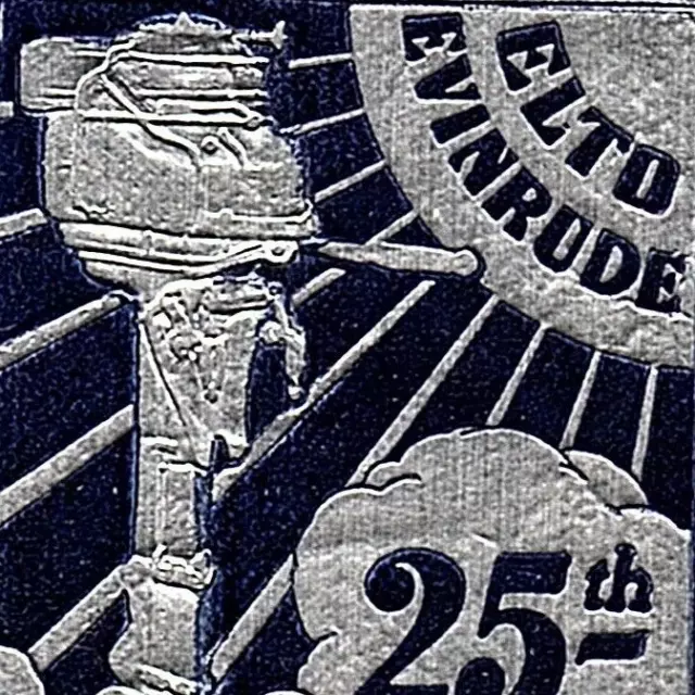 1944 Elto Evinrude Outboard Boat Motors 25th Anniversary Poster Cinderella Stamp