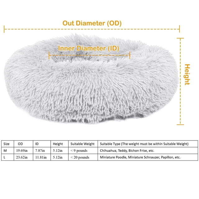 Soft Warm Pet Dog Cat Bed Fluffy Donut Plush Calming Bed Sleeping Kennel Nest 7