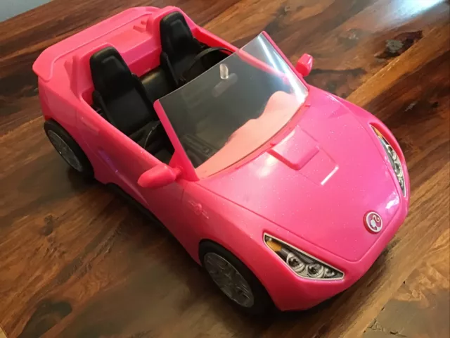 Barbie Doll Glam Convertible, Car Pink/Black Vehicle For 2 Barbies W/ Seatbelts