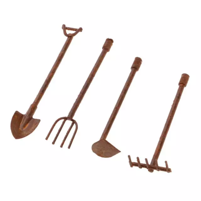 Dollhouse Miniature Shovel, Hoe & Farming Tools Garden Accessories