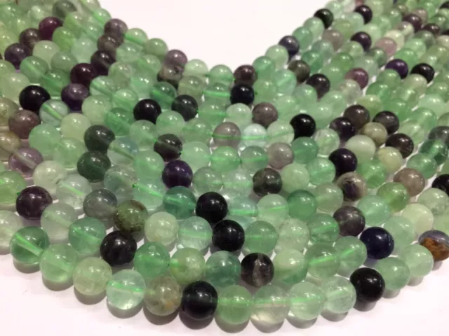 Multi Fluorite Rond, Naturel Rond 8mm Perles 12 " Pouce Brin