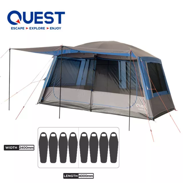 QUEST CABIN 8 PERSON TENT (SLEEPS 8) Dome Family 8 Person Man Tent