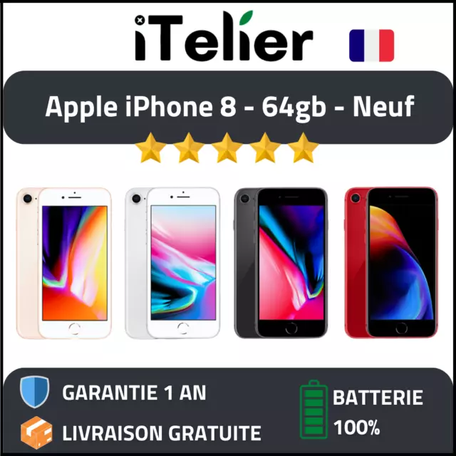Apple iPhone 8 - 64go - État Neuf - Garantie 1 an - Batterie Neuve