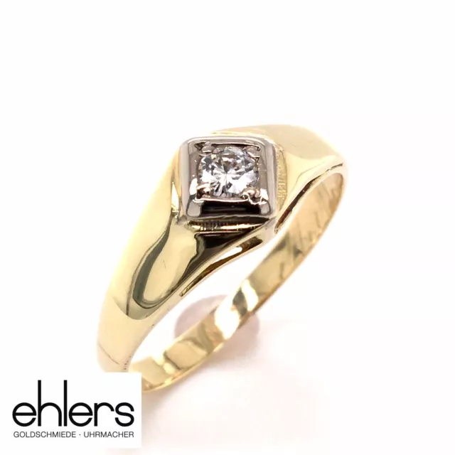 Brillantring 585er Gelbgold Weißgold Solitär 0,14ct Diamant Gold 14kt unisex 801