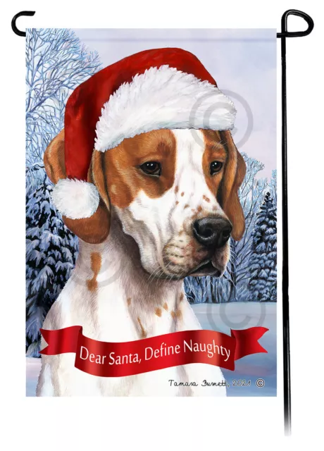 Dear Santa, Define Naughty Garden Flag - Red and White English Pointer 056B