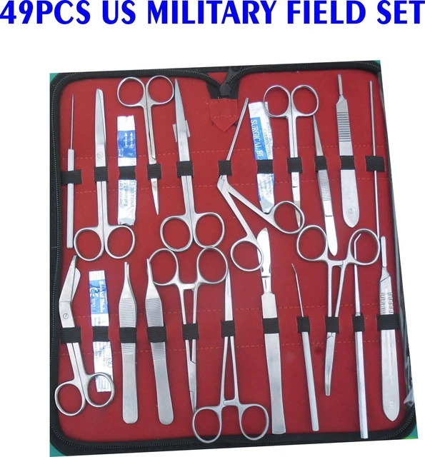 49PC US MILITARY FIELD DISSECTION SURGICAL Kit VETERINARY INSTRUMENTS