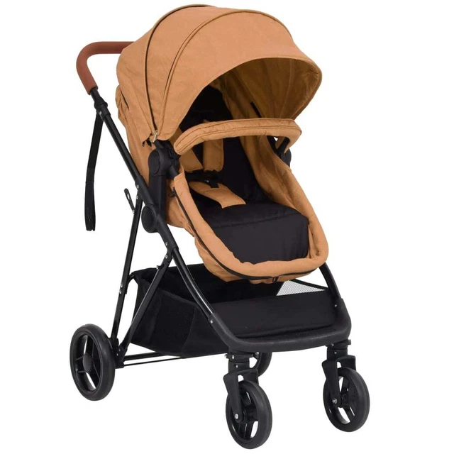 Poussette pour bébé 2-en-1 Taupe et noir Acier