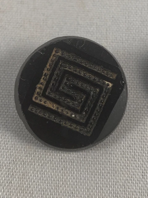 Two Art Deco Vintage Antique Late Victorian Black Glass Button Buttons 3