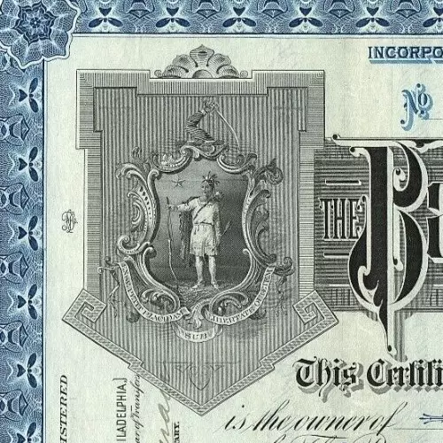 1908 Bay State Gas Co. Stock Certificate Canton MA Native American Vignette VTG