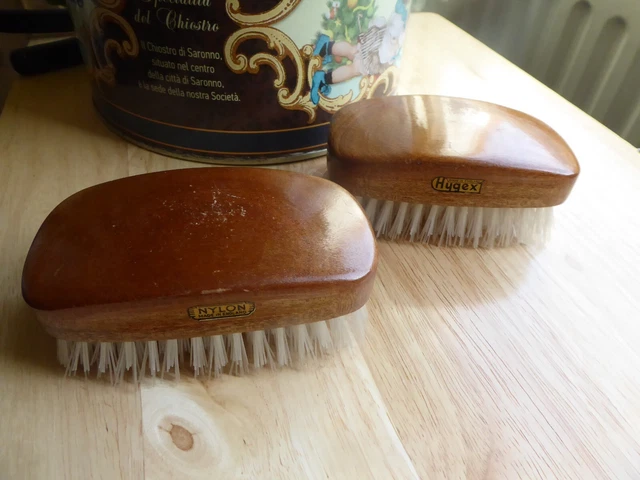 VINTAGE Pair of Hygex Wooden Mens' Grooming Hair Brushes